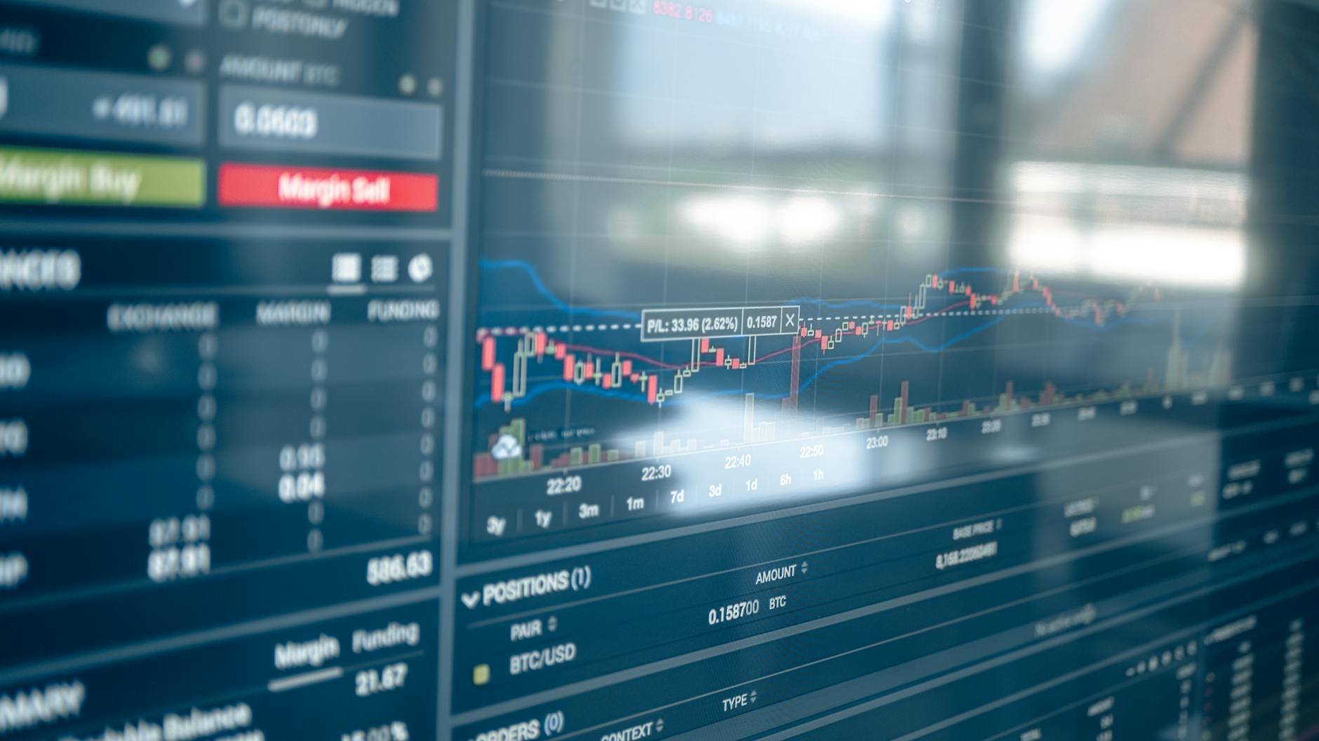 Ilustrasi: A detailed view of a cryptocurrency trading screen, featuring graphs and charts.